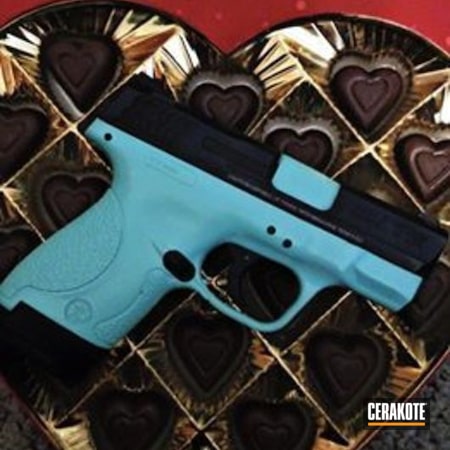 Powder Coating: 9mm,Smith & Wesson,Range Gun,M&P Shield,Girls Gun,Robin's Egg Blue H-175,Carry Gun