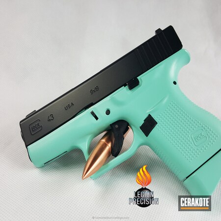 Powder Coating: Graphite Black H-146,Glock,Ladies,Handguns,Robin's Egg Blue H-175