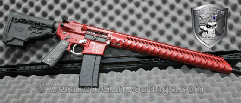 H221 Color H-221 Crimson with H-151 Satin Aluminum by JOEL FIELDS | Cerakote