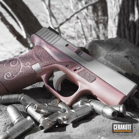 Powder Coating: Glock,CCW,Ladies,Handguns,Crushed Silver H-255,Pistol,Stippled,Glock 42,Prison Pink H-141