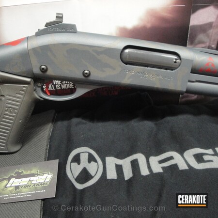Powder Coating: Crimson H-221,Shotgun,Blue Titanium H-185,Remington,Tungsten H-237