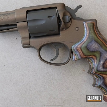 Powder Coating: Handguns,Pistol,Revolver,Tarjac Green H-206,Ruger,.357,Burnt Bronze H-148,Security Six
