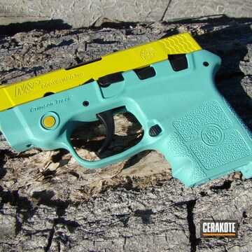 Cerakoted H-166 Electric Yellow With H-175 Robin's Egg Blue