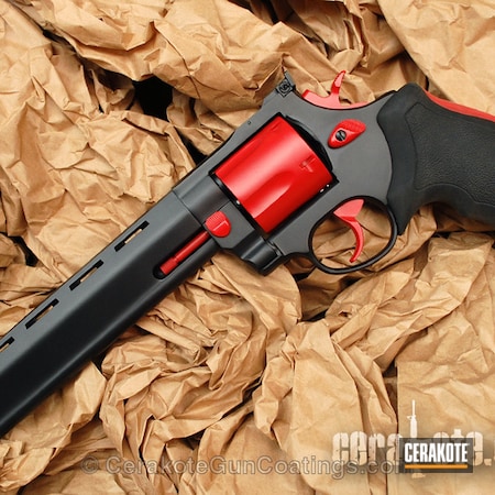 Powder Coating: Graphite Black H-146,Handguns,Revolver,FIREHOUSE RED H-216,Taurus,Raging Bull