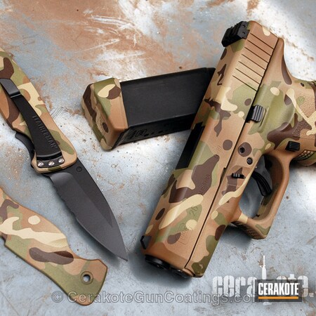 Powder Coating: Glock,FS BROWN SAND H-30372,Knives,Chocolate Brown H-258,Handguns,DESERT SAND H-199,Copper Brown H-149,MultiCam,Leatherman