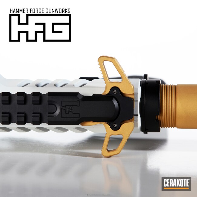 Cerakoted H-122 Gold With H-146 Graphite Black And H-136 Snow White