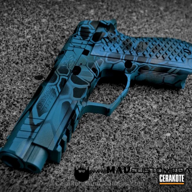 Cerakoted H-175 Robin's Egg Blue With H-146 Graphite Black And H-227 Tactical Grey