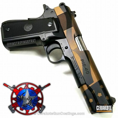 Powder Coating: Graphite Black H-146,Burnt Bronze H-148,Pistol,American Flag,1911,Handguns,Para-Ordnance,Merica