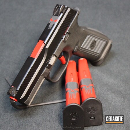 Powder Coating: 9mm,Punisher,Graphite Black H-146,USMC Red H-167,Handguns