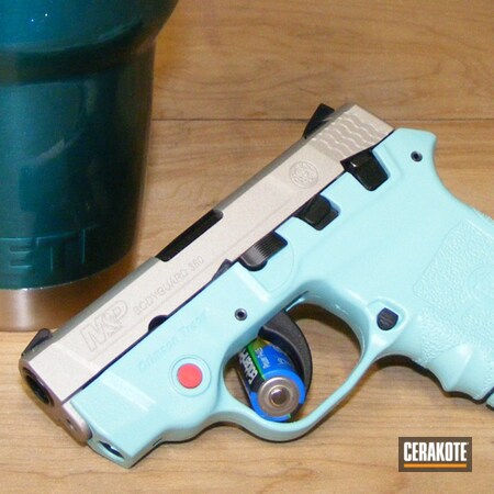Powder Coating: Robin's Egg Blue H-175,SOCOM BLUE  H-245,Smith & Wesson,Pistol,Handguns,Bright Nickel H-157,Ladies