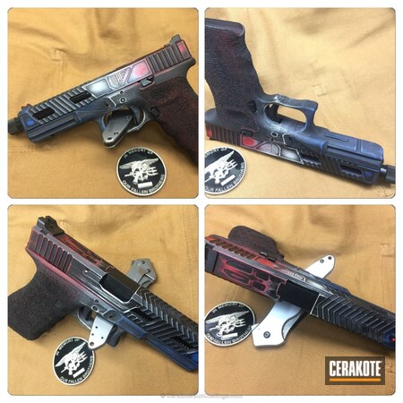 Powder Coating: Bright White H-140,Glock,Handguns,Pistol,FIREHOUSE RED H-216,Ridgeway Blue H-220