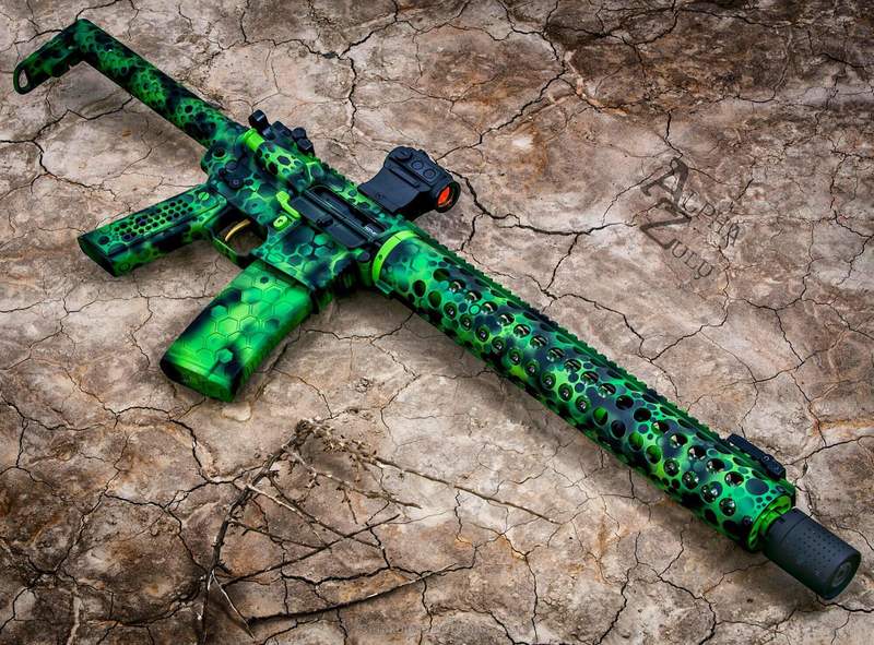 H-146 Graphite Black with H-169 Sky Blue and H-168 Zombie Green by