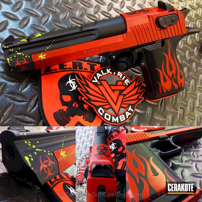 H-146 Graphite Black with H-167 USMC Red and H-168 Zombie Green by GREG  WOHLER | Cerakote