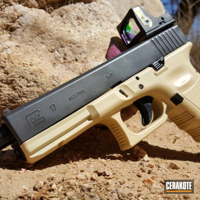 Cerakoted: Two Tone,Glock,Trijicon,Glock 17,RMR Optic,Handguns,Light Sand H-142