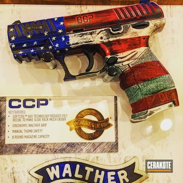 Cerakoted H-171 Nra Blue With H-167 Usmc Red And H-140 Bright White