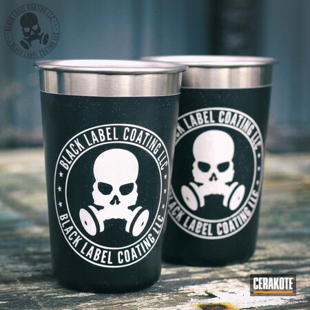 Powder Coating: Graphite Black H-146,Snow White H-136,Stainless Steel Cup,More Than Guns,Cups,Black Label Coating LLC,Skull