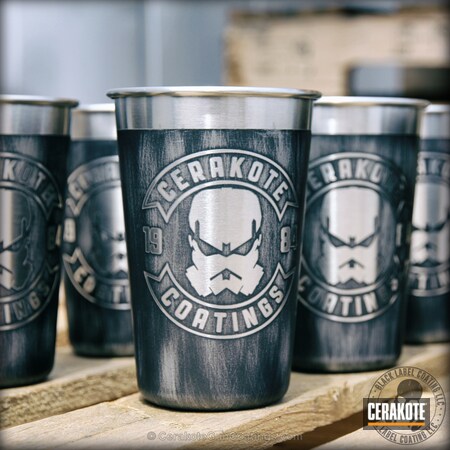 Powder Coating: Graphite Black H-146,Distressed,Stainless Steel Cup,More Than Guns,Cups,Titanium H-170