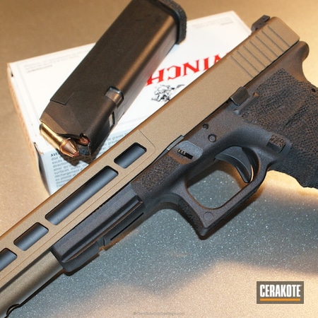 Powder Coating: Graphite Black H-146,Glock,Handguns,Pistol,EDM,Burnt Bronze H-148,Stippled,Glock 17