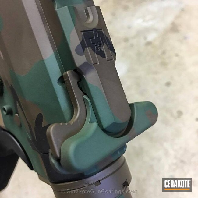 Cerakoted H-146 Graphite Black With H-265 Flat Dark Earth With H-200 Highland Green And H-258 Chocolate Brown