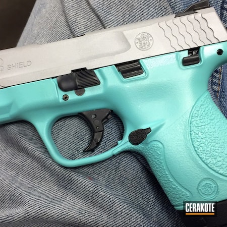 Powder Coating: Smith & Wesson,Ladies,M&P Shield,Handguns,Well Armed Woman,Shimmer Aluminum H-158,Robin's Egg Blue H-175