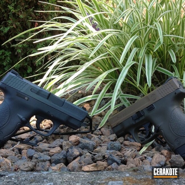 Cerakoted: Graphite Black H-146,Smith & Wesson,Shield,Pistol,MAGPUL® O.D. GREEN H-232,Handguns,GLOCK® FDE H-261,Blue Titanium H-185,M&P Shield