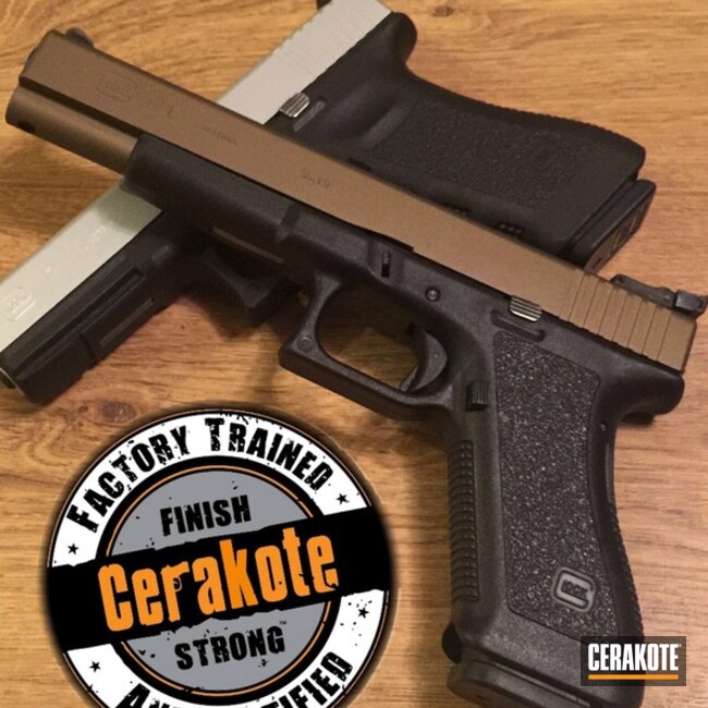 Cerakoted: Burnt Bronze H-148,Satin Aluminum H-151,Pistol,Glock,Glock 17,Handguns