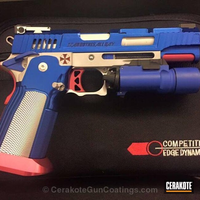 Cerakoted H-171 Nra Blue With H-167 Usmc Red And H-136 Snow White