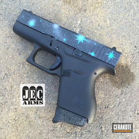 Powder Coating: Stars,Graphite Black H-146,Glock,Handguns,Pistol,Robin's Egg Blue H-175