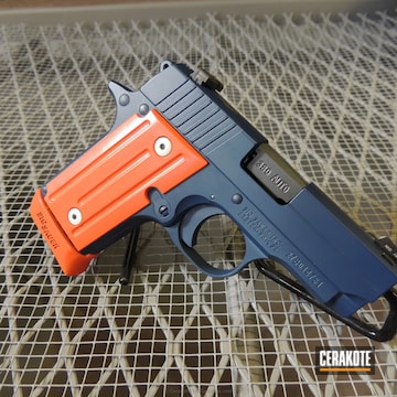 Cerakoted H-127 Kel-tec Navy Blue With H-243 Safety Orange And H-140 Bright White
