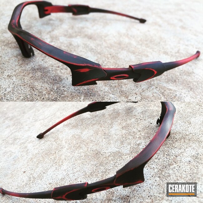Cerakoted: Sunglasses,Oakley,Graphite Black H-146,Distressed,USMC Red H-167