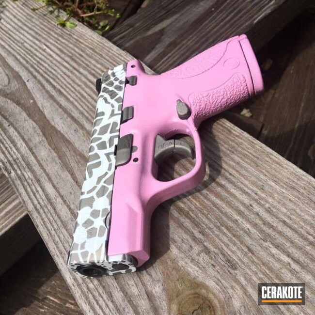 Cerakoted: Lace,Girls Gun,Gloss White H-137,Pistol,Prison Pink H-141,Custom Mix Pink,Handguns,Ladies,M&P Shield