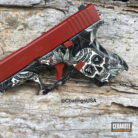 Powder Coating: Sugar Skull,Crimson H-221,Pistol,Glock,Handguns