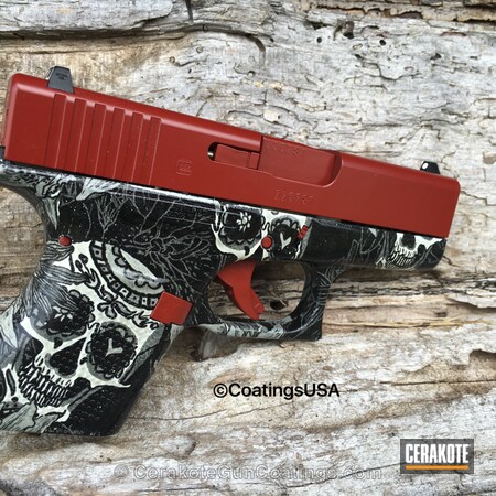 Powder Coating: Sugar Skull,Crimson H-221,Pistol,Glock,Handguns