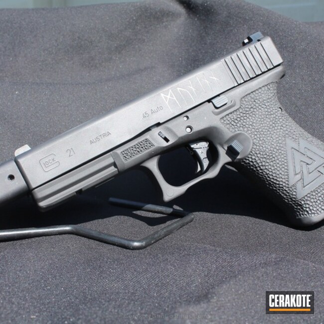 Cerakoted: Glock 21,10mm,Custom,Snow White H-136,Graphite Black H-146,Pistol,Glock,Handguns,Muzzle Brake
