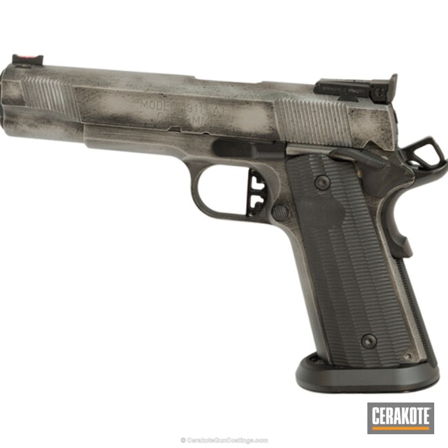 Cerakoted: Springfield 1911,Graphite Black H-146,Distressed,Titanium H-170,Handguns