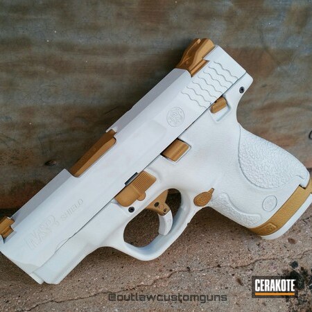 Powder Coating: Smith & Wesson,Snow White H-136,M&P Shield,Handguns,Pistol,Gold H-122
