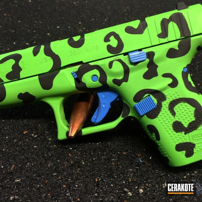 Cerakoted: Glock 42,Cheetah Print,Graphite Black H-146,Wild Green H-207,Pistol,Glock,Handguns