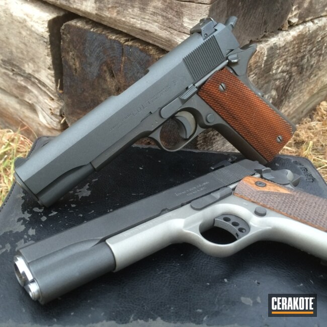 Cerakoted: Two Tone,Stainless H-152,Colt,Pistol,1911,Handguns,Cobalt H-112