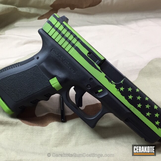 Cerakoted: Glock 19,9mm,Graphite Black H-146,Zombie Green H-168,Pistol,Glock,Handguns