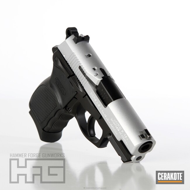 Cerakoted H-151 Satin Aluminum And H-146 Graphite Black