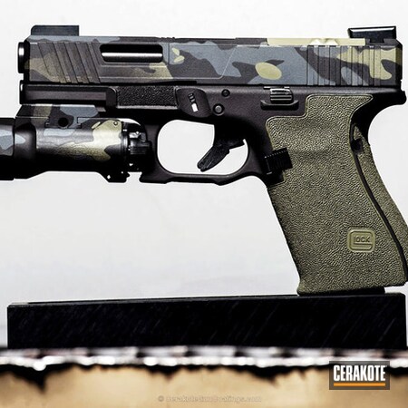 Powder Coating: 9mm,HAZEL GREEN H-204,Graphite Black H-146,Glock,Tactical Light,Handguns,Urban Multicam,Pistol,Glock 19,Sniper Grey H-234