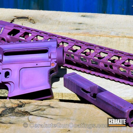 Powder Coating: Wild Purple H-197,Glock 17 Slide,Mega Arms,Bright Purple H-217,Gun Parts,Upper / Lower,ALG Rail