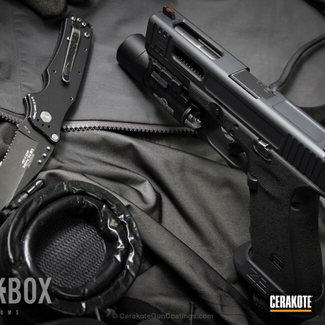 Cerakoted: Sniper Grey H-234,Zev Glock,Graphite Black H-146,Folding Knife,Pistol,x300,Glock,Surefire Flashlight,Handguns,Hawk Knife Designs,Zev