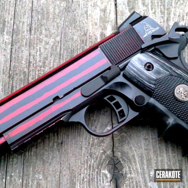 Cerakoted: FIREHOUSE RED H-216,Graphite Black H-146,Colt,Colt 1911,Pistol,American Flag,1911,Handguns