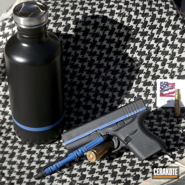Cerakoted: 9mm,NRA Blue H-171,Thin Blue Line,Graphite Black H-146,Klean Kanteen,Pistol,Glock,Handguns,Glock 43