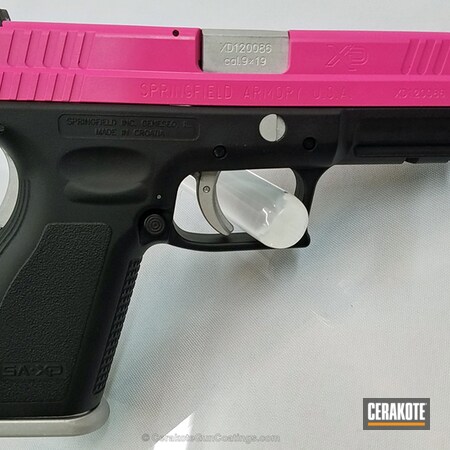 Powder Coating: Graphite Black H-146,Springfield XD-9,Ladies,Handguns,Pistol,Springfield XD,Springfield Armory,Shimmer Aluminum H-158,Prison Pink H-141