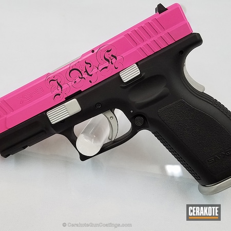 Powder Coating: Shimmer Aluminum H-158,Graphite Black H-146,Springfield XD,Springfield XD-9,Pistol,Springfield Armory,Prison Pink H-141,Handguns,Ladies