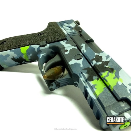 Powder Coating: Zombie Green H-168,Sig Sauer,Handguns,Urban Camo,Pistol,Blue Titanium H-185,Armor Black H-190,MultiCam,Custom Camo,Sig P229,Tungsten H-237