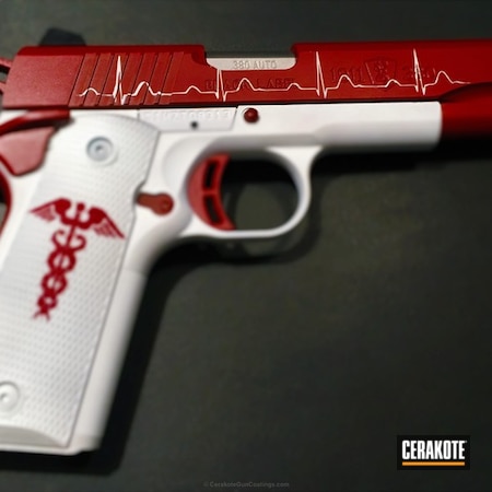 Powder Coating: Browning 1911-380,Crimson H-221,Snow White H-136,1911,Nurse,Handguns,Pistol,.380,Heartbeat