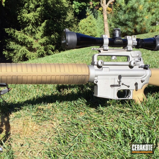 Cerakoted: Custom Mix,Scope,Colt,Burnt Bronze H-148,Tactical Rifle,Titanium H-170,Bipod,Custom Built,7.62x39mm,Gold H-122